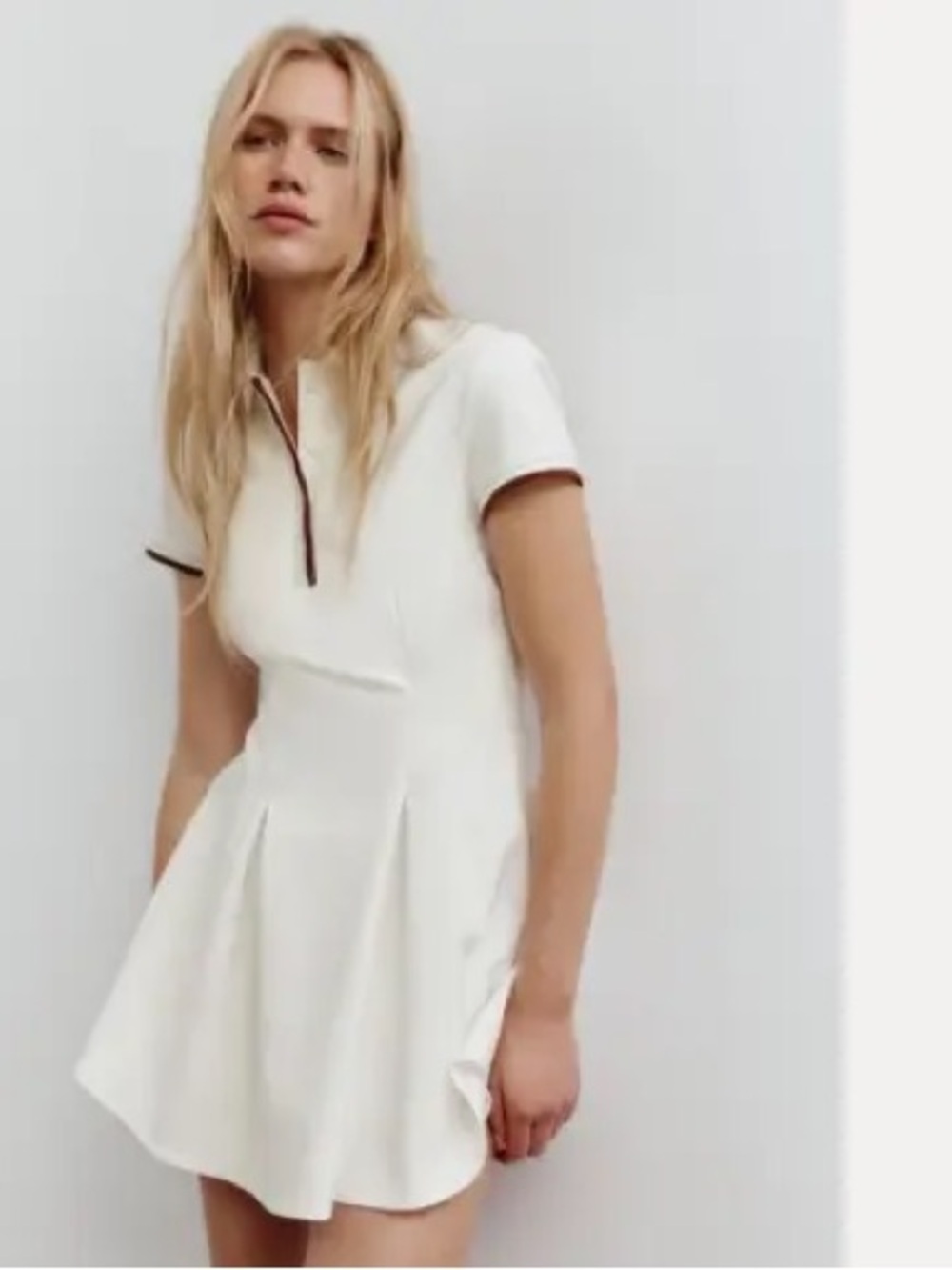 Zara size L pleated collared dress